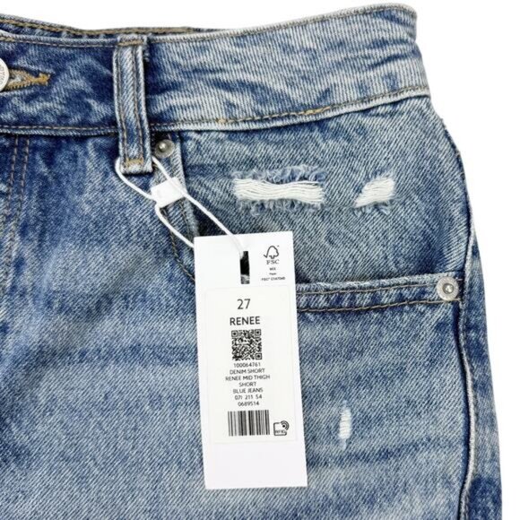 Dynamite Renee Mid-Thigh Denim Shorts In Blue Womens Size 27 Button Fly - Picture 5 of 6